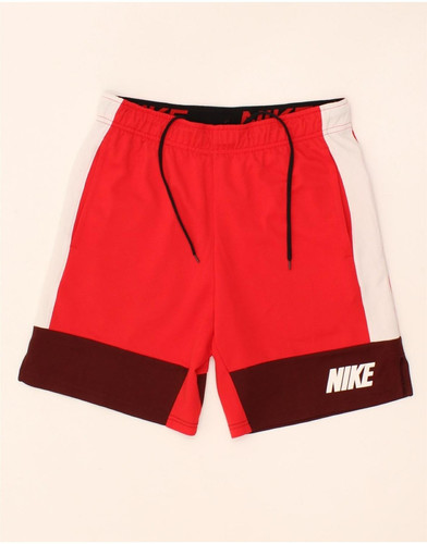 NIKE Mens Dri Fit Standard Fit Sport Shorts Small Red Colourblock BV08