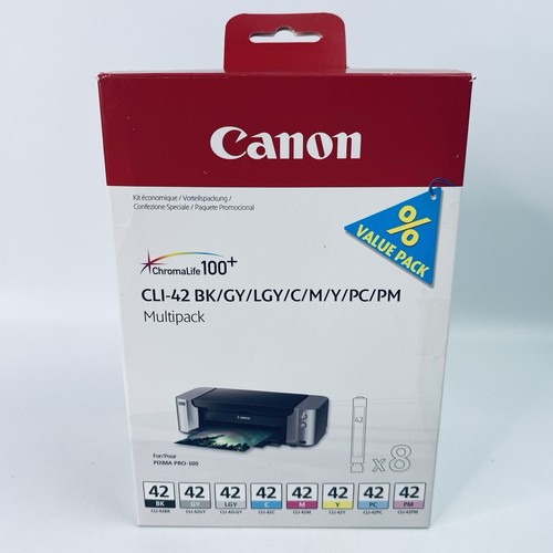 Cartuchos de tinta de impresora multipack originales Canon CLI-42 paquete de 8 Pixma Pro-100 ¡NUEVO! - Imagen 1 de 15