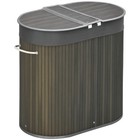 HOMCOM 100L Bamboo Laundry Basket w/ 2 Compartments Washing Baskets Grey
