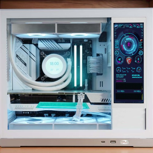 6.86in White Black PC Monitor USB Port Built Picture Video Theme CPU GPU Temp - Picture 3 of 24