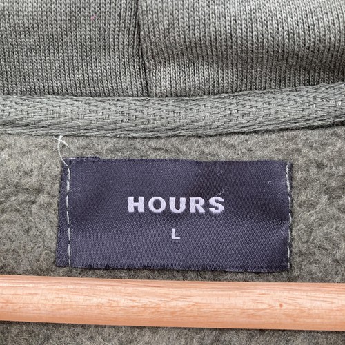 HOURS Hoodie Herren Large olivgrün 100% Baumwolle Pullover Kängurutasche Fleece - Bild 4 von 12