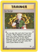 Pokemon Card - Gym Heroes 17/132 - LT. SURGE (holo-foil) *Played*