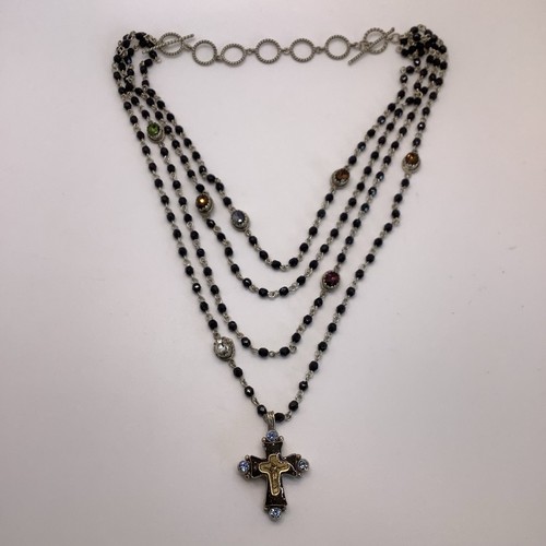 RARE Virgin Saints & Angels VSA Magdalena Maria Cross Gold + Gemstones Necklace - Picture 3 of 17