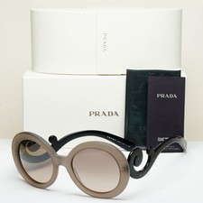 Prada Sunglasses Baroque Swirl Brown Grey Black Round SPR 27N PR27NS UBV-4P0
