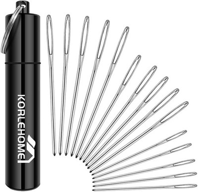 KOLEONHOME 15 Pcs Large Eye Yarn Tapestry Darning Needles, 3 Sizes Black 
