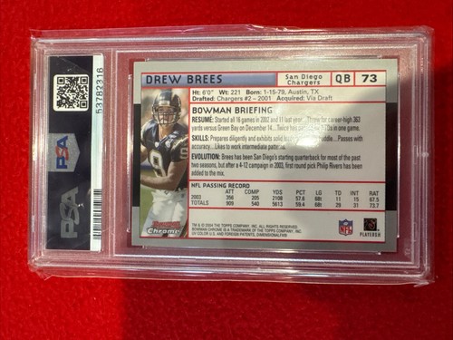 2004 Bowman Chrome Drew Brees HOF PSA 9 Mint New Orleans Saints - Picture 2 of 2