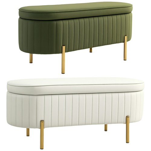 Sitzbank mit Stauraum Polsterbank mit Samtoptik, Metallbeine - Bild 1 von 23