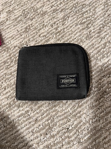 Head Porter Yoshida Co schwarz/grau Geldbörse Reißverschluss Made in Japan - Bild 1 von 4