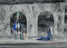 Original Franz Bergman Watercolor, "Duet"