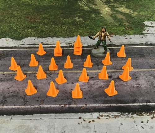 Traffic Cones Pylons 28mm Scatter Terrain x24 Tabletop Wargame Zombie Apocalypse - Picture 1 of 4