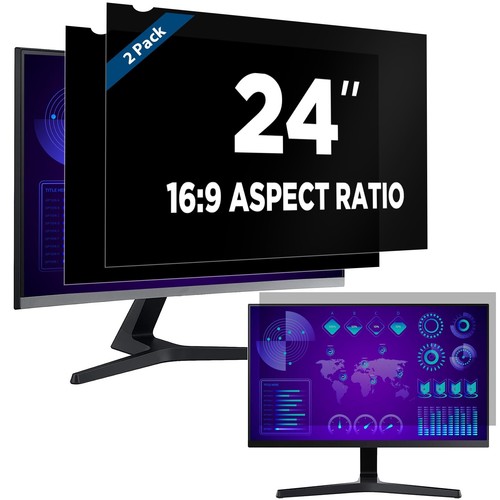 2Pack 24 Inch Computer Privacy Screen Filter Anti Spy Glare Protector Film for W