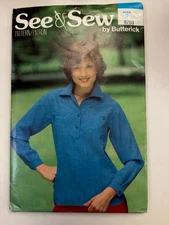 See & Sew 5783 Pattern, Easy front-placket pullover top/tunic Misses 12 UNCUT
