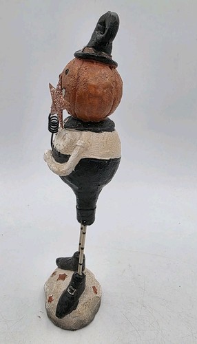 Vintage Primitive Look Halloween Jack-O-Lantern Pumpkin Man Witch Folk Art 7.5" - Picture 5 of 6
