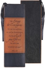 Vegan Faux Leather Scripture Bookmark for Men: Strong and Courageous - Joshua 1: