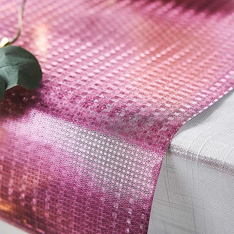 ROSE GOLD 12x108" Glitter Paper Disposable Table Runner CIRCLE DESIGN Supplies - Image 2 of 4