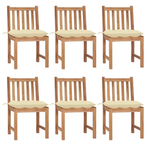 Gartenstühle 6 Stk. mit Kissen Massivholz Teak