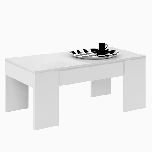Mesa de centro elevable en color blanco artik (mate) 45-56x100x50 cm - Imagen 2 de 7