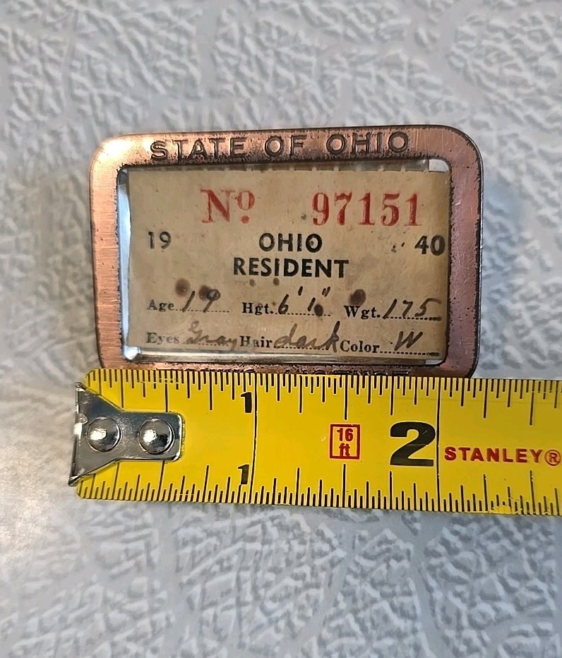 Plaque Licence IV Permis De Pêche De L'Ohio  USA  1941 Vintage Neuf Pour 608562