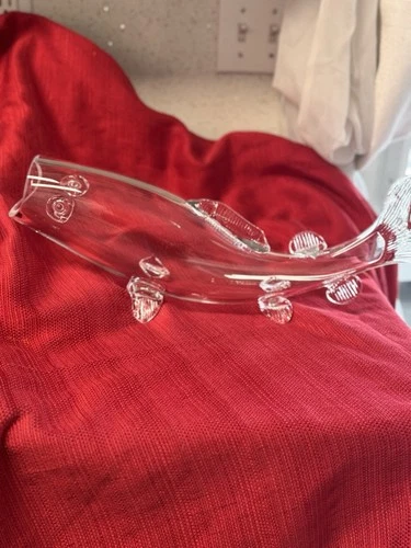 vintage clear art glass fish sculpture Vase of Blenko glass Is 18”lx6”w