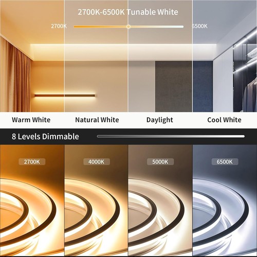 20 Fuß Dimmbar Weiß LED Neon Streifen Lichter, Abstimmbar 2700K-6500K Flexibles Seil... - Bild 3 von 8