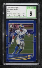 2020 Panini Donruss Optic Blue Prizm /179 Aaron Donald #58 CSG 9 Mint