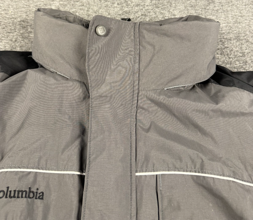 Columbia Insulated Jacket Men's XL Black/gray hideable hood goggle pocket EUC - Picture 2 of 10