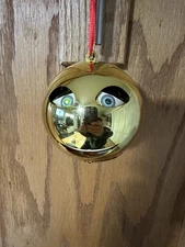 1986 PBC Animated Singing Christmas Ornament Gold Smiley Face WORKS But..,