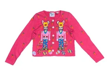 MICHAEL SIMON Vintage 90s Pink Cardigan Eastern Bunny 3D Appliqué  BEAUTIFUL S