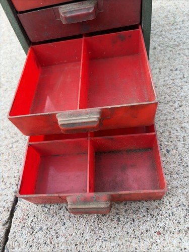 Vintage Waterloo Metal Box 4 Drawer Metal Toolbox Bins Small Part Bin Green - Picture 4 of 11