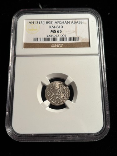 Afghanistan AH 1313 1895 AD Silver  Abassi NGC MS 65