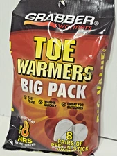 8 Pairs - Grabber Toe Warmers Big Pack PEEL-N-STICK 8 Hours of Heat Exp 9/27
