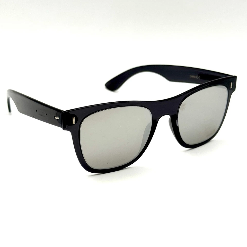 Gafas de sol de diseñador Biohazard marco de moda negro y lentes cromadas espejadas estilo Foto 2 de 4