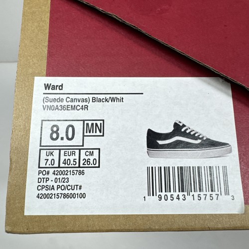 Vans Men’s Ward Size 8 Sneaker VN0A36EMC4R Men's Black Canvas - Picture 8 of 8