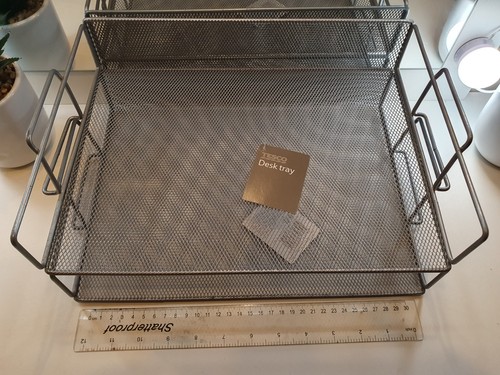 2x Tesco Silver Mesh Stackable Letter Tray Office Desk Organiser New With Tags