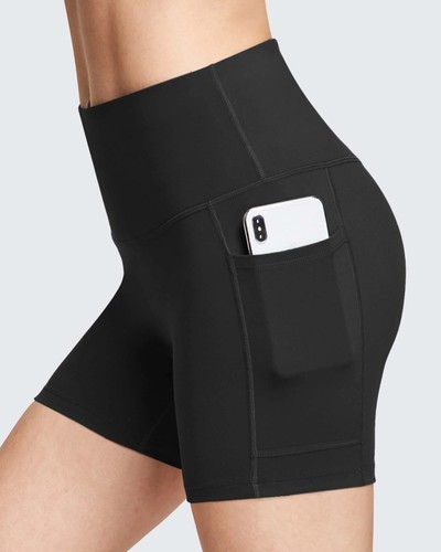 Neu Baleaf Radfahren Wandern schwarz mittelhoher Bund Shorts Damen Medium mit Taschen neu mit Etikett - Bild 3 von 5