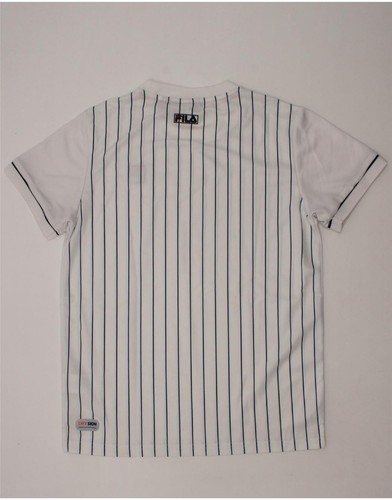 FILA Boys T-Shirt Top 11-12 Years White Striped Polyester DN61 - Picture 2 of 4