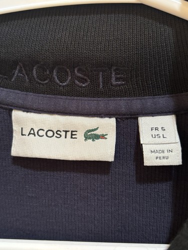 Lacoste Sweater Mens Navy Blue 1/4 Zip Cotton Pull Over Large - Picture 4 of 9