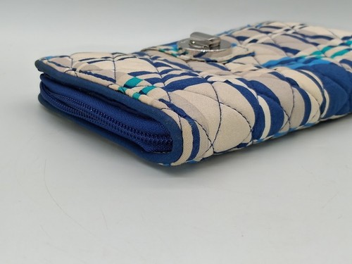 Vera Bradley "Santiago" blau karierte Geldbörse mit Drehverschluss - 2017 Muster im Ruhestand - Bild 3 von 8