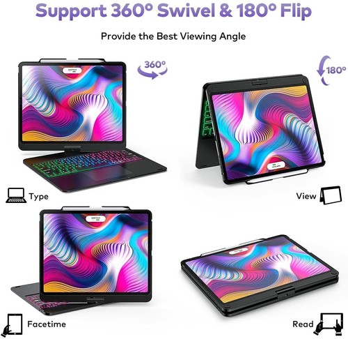 Touchpad Keyboard Case Rotate for iPad Pro 12.9-inch 3rd 4th 5th 6th Generation - Picture 5 of 38