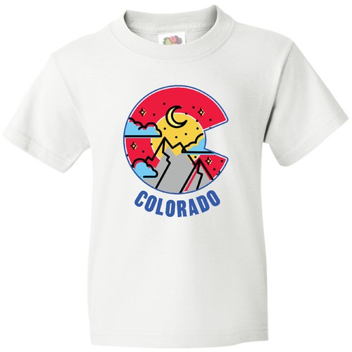 Inktastic Colorado Mountain Scene With Clouds And Moon Youth T-Shirt State Home