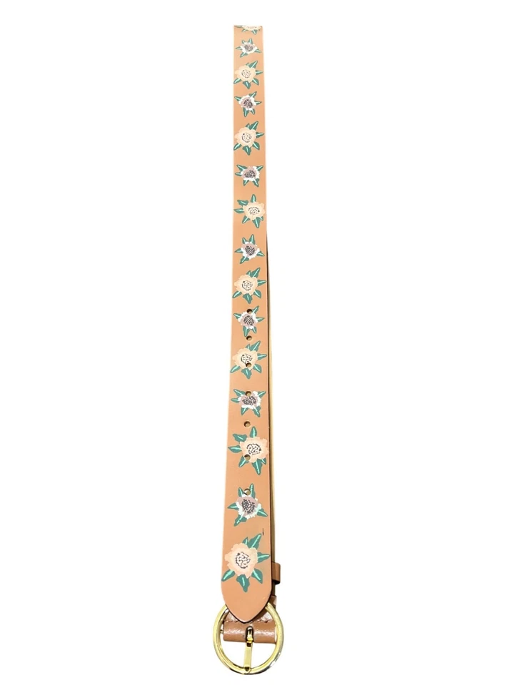 Rebecca Minkoff Genuine Leather Floral Embossed Belt With Gold Buckle Womens XL - Image 2 of 4