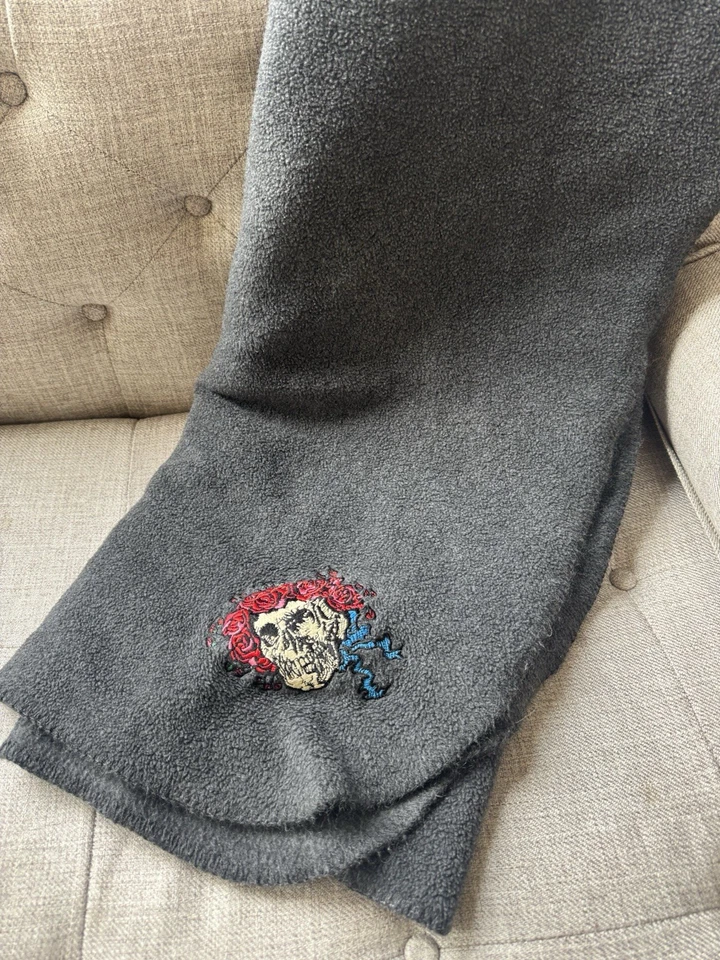 Grateful Dead Touch of Grey Fleece Blanket Throw Skull & Roses Embroidered  - Image 2 of 3