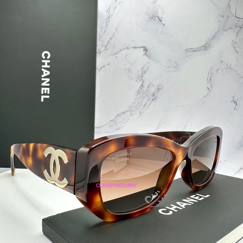 New CHANEL Sunglasses Polarized Brown Tortoise Gold CC Logo Authentic Italy - Picture 4 of 18