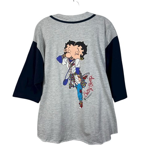 Vintage 1993 Betty Boop Button Down Baseball T-Shirt Unisex Streetwear Large L - Bild 1 von 6