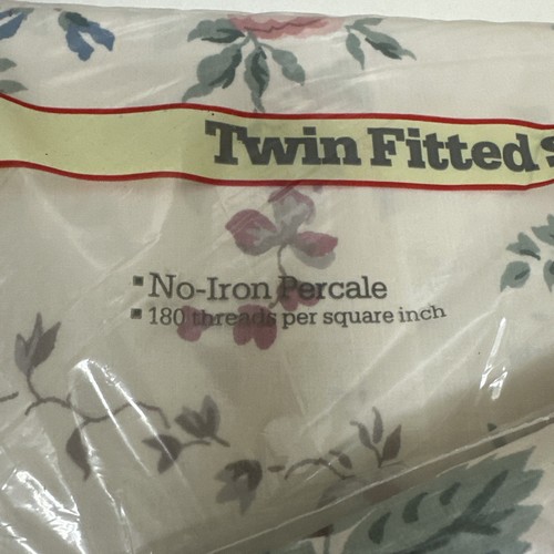 Vintage Twin Bettwäsche Set ohne Eisen Perkal Windsor Cottage Floral Made USA NOS NEU - Bild 6 von 11