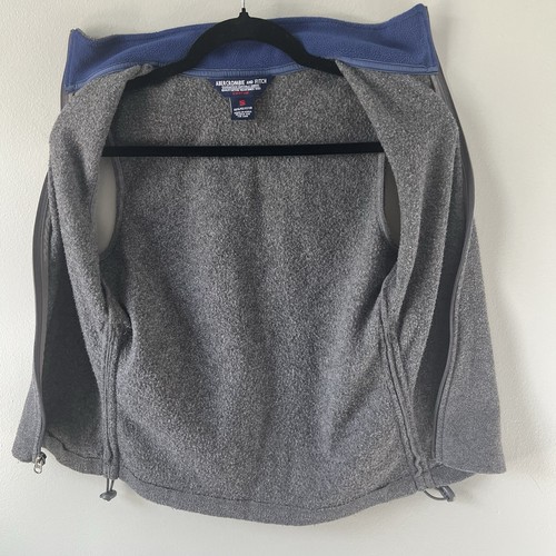 Abercrombie & Fitch gilet donna grigio con accenti blu anni 90, taglia small - Foto 6 di 11