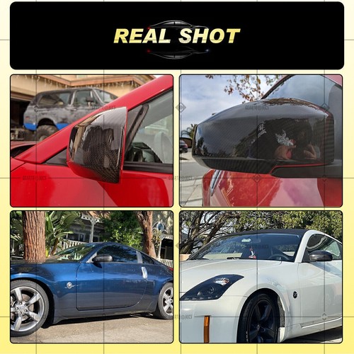 REAL CARBON FIBER SIDE MIRROR COVERS CAP ADD ON FOR 2003-2007 NISSAN 350Z Z33 - Picture 11 of 14