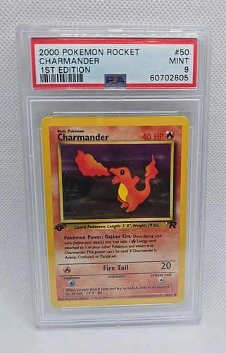 2000 Pokemon Charmander 1st Edition #50/82 Team Rocket PSA 9 Mint 60702605