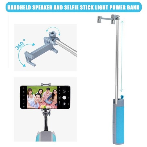 Haut-parleur portable et bâton selfie lumière banque d'alimentation portable extérieur BXU