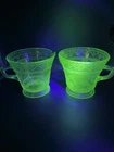 Vintage 30’s Uranium Glass Federal Glass Patrician/Spoke Creamer / Sugar Bowl